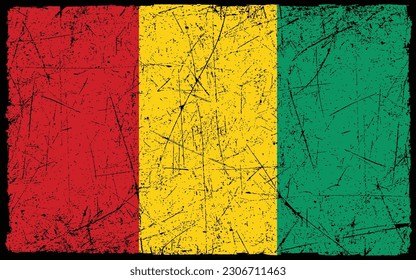 Grunge styled flag of Guinea. Brush stroke background
