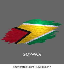 Grunge styled flag of Guyana. Brush stroke background