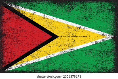 Grunge styled flag of Guyana. Brush stroke background
