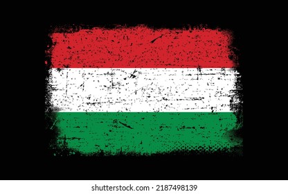 Bandera de Hungría de estilo ondulado. Fondo del pincel