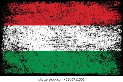 Bandera de Hungría de estilo ondulado. Fondo del pincel
