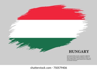 Grunge styled flag of Hungary. Brush stroke background