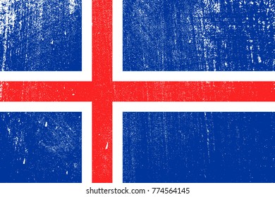 grunge styled flag of Iceland