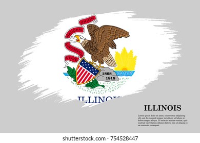 Grunge styled flag of Illinois is a state of USA. Template for banner or poster. vector illustration