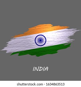 Grunge styled flag of India. Brush stroke background