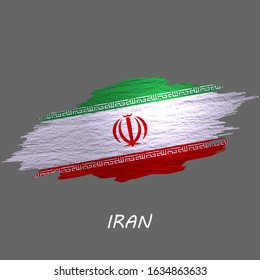 Grunge styled flag of Iran. Brush stroke background