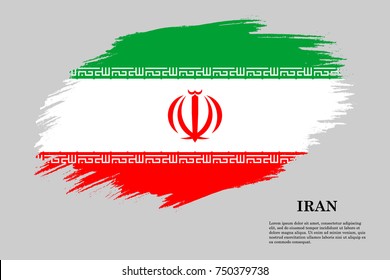 Grunge styled flag of Iran. Brush stroke background