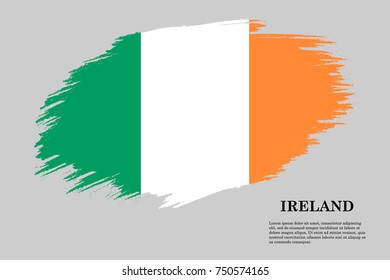 Grunge styled flag of Ireland. Brush stroke background