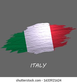 Grunge styled flag of Italy. Brush stroke background