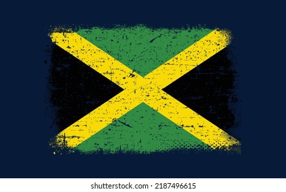 Grunge styled flag of Jamaica. Brush stroke background