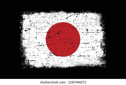 Grunge styled flag of Japan. Brush stroke background