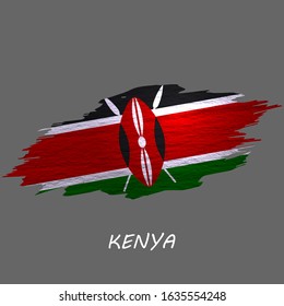 Grunge styled flag of Kenya. Brush stroke background