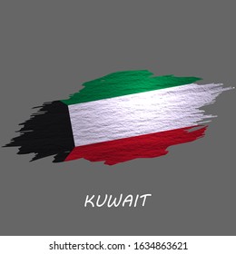 Grunge styled flag of Kuwait. Brush stroke background