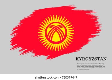 Grunge styled flag of Kyrgyzstan. Brush stroke background