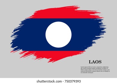 Grunge styled flag of Laos. Brush stroke background