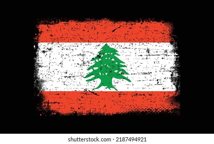 Grunge styled flag of Lebanon. Brush stroke background