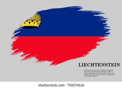 Grunge styled flag of Liechtenstein. Brush stroke background