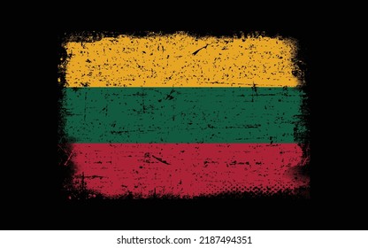 Bandera de estilo grunge de Lituania. Fondo del pincel