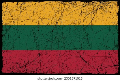 Bandera de estilo grunge de Lituania. Fondo del pincel
