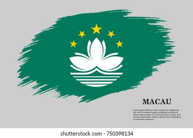Grunge styled flag of Macau. Brush stroke background