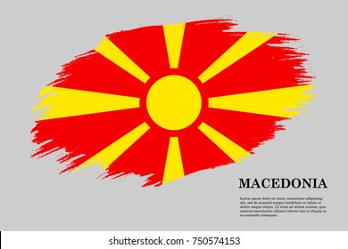 Grunge styled flag of Macedonia. Brush stroke background