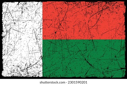 Grunge styled flag of Madagascar. Brush stroke background
