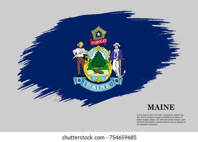Grunge styled flag of Maine is a state of USA. Template for banner or poster. vector illustration