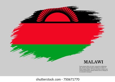 Grunge styled flag of Malawi. Brush stroke background