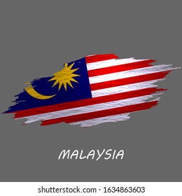 Grunge styled flag of Malaysia. Brush stroke background