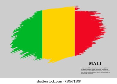 Grunge styled flag of Mali. Brush stroke background
