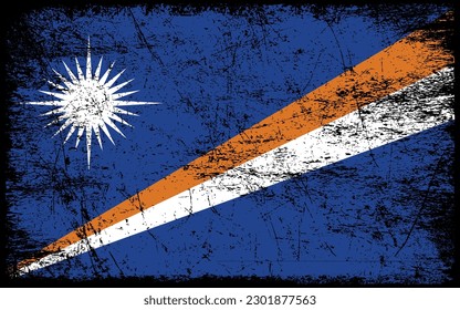 Grunge styled flag of Marshall Islands. Brush stroke background
