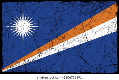 Grunge styled flag of Marshall Islands. Brush stroke background
