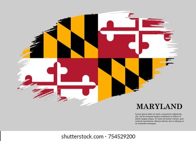 Grunge Styled Flag Of Maryland Is A State Of USA. Template For Banner Or Poster. Vector Illustration