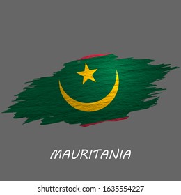 Grunge styled flag of Mauritania. Brush stroke background