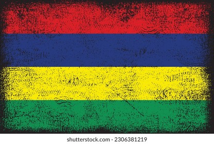 Bandera de Mauricio de estilo ondulado. Fondo del pincel
