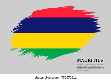 Grunge styled flag of Mauritius. Brush stroke background