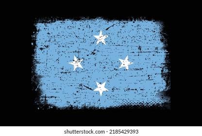 Grunge styled flag of Micronesia. Brush stroke background
