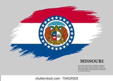 Grunge styled flag of Missouri is a state of USA. Template for banner or poster. vector illustration
