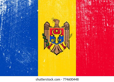 grunge styled flag of Moldova