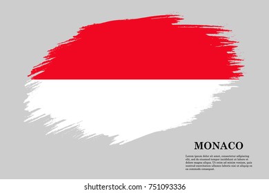 Grunge styled flag of Monaco. Brush stroke background