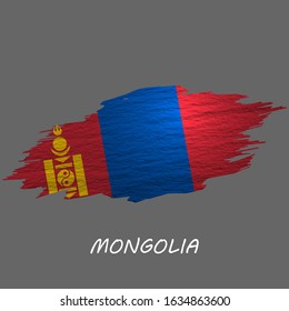 Grunge styled flag of Mongolia. Brush stroke background