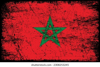 Bandera de Marruecos de estilo Grunge. Fondo del pincel
