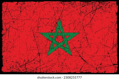 Bandera de Marruecos de estilo Grunge. Fondo del pincel
