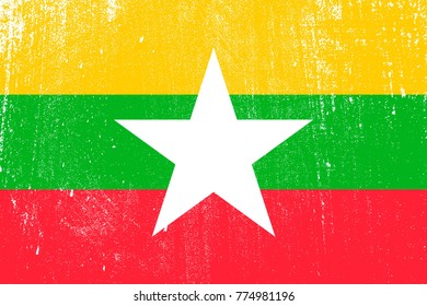 grunge styled flag of Myanmar