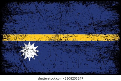 Grunge styled flag of Nauru. Brush stroke background
