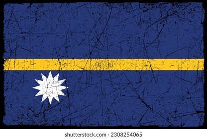 Grunge styled flag of Nauru. Brush stroke background
