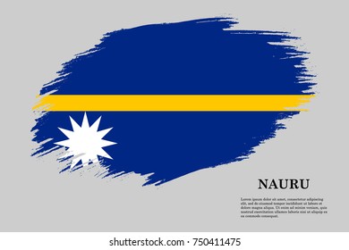Grunge styled flag of Nauru. Brush stroke background