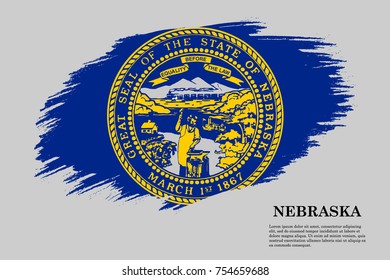 Grunge styled flag of Nebraska is a state of USA. Template for banner or poster. vector illustration