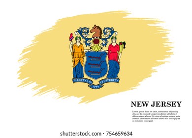 Grunge styled flag of New Jersey is a state of USA. Template for banner or poster. vector illustration