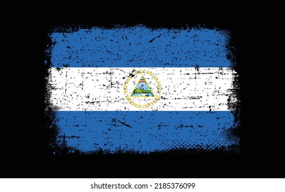 Grunge styled flag of Nicaragua. Brush stroke background